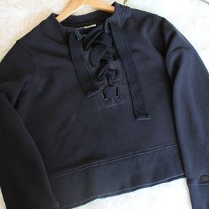 DKNY Sport black crew neck sweater knit tie